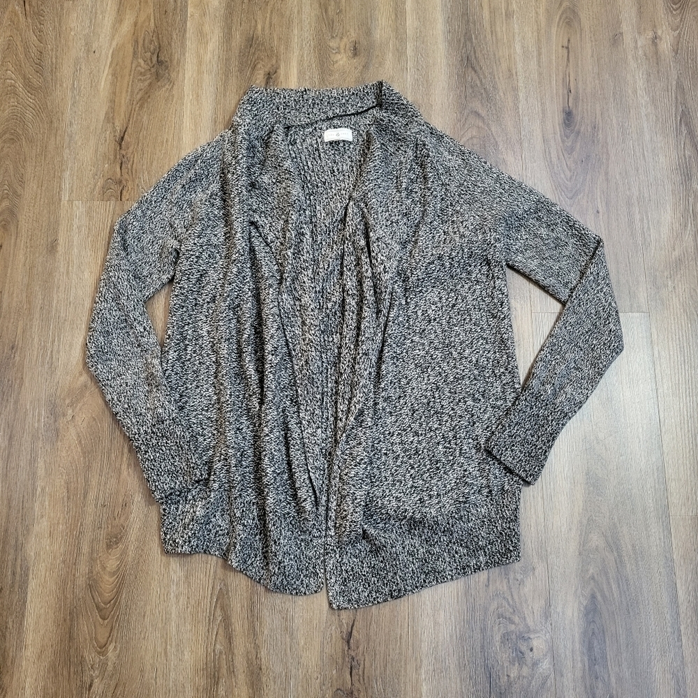 Lou & Grey Merino Wool Blend Open Front Knit Cardigan Sweater size Medium Gray